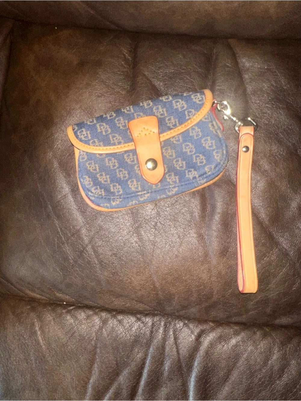 Vintage Dooney & Bourke blue denim wristlet y2k